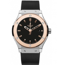 hublot classic fusion chrono aero king gold watch with leather strap